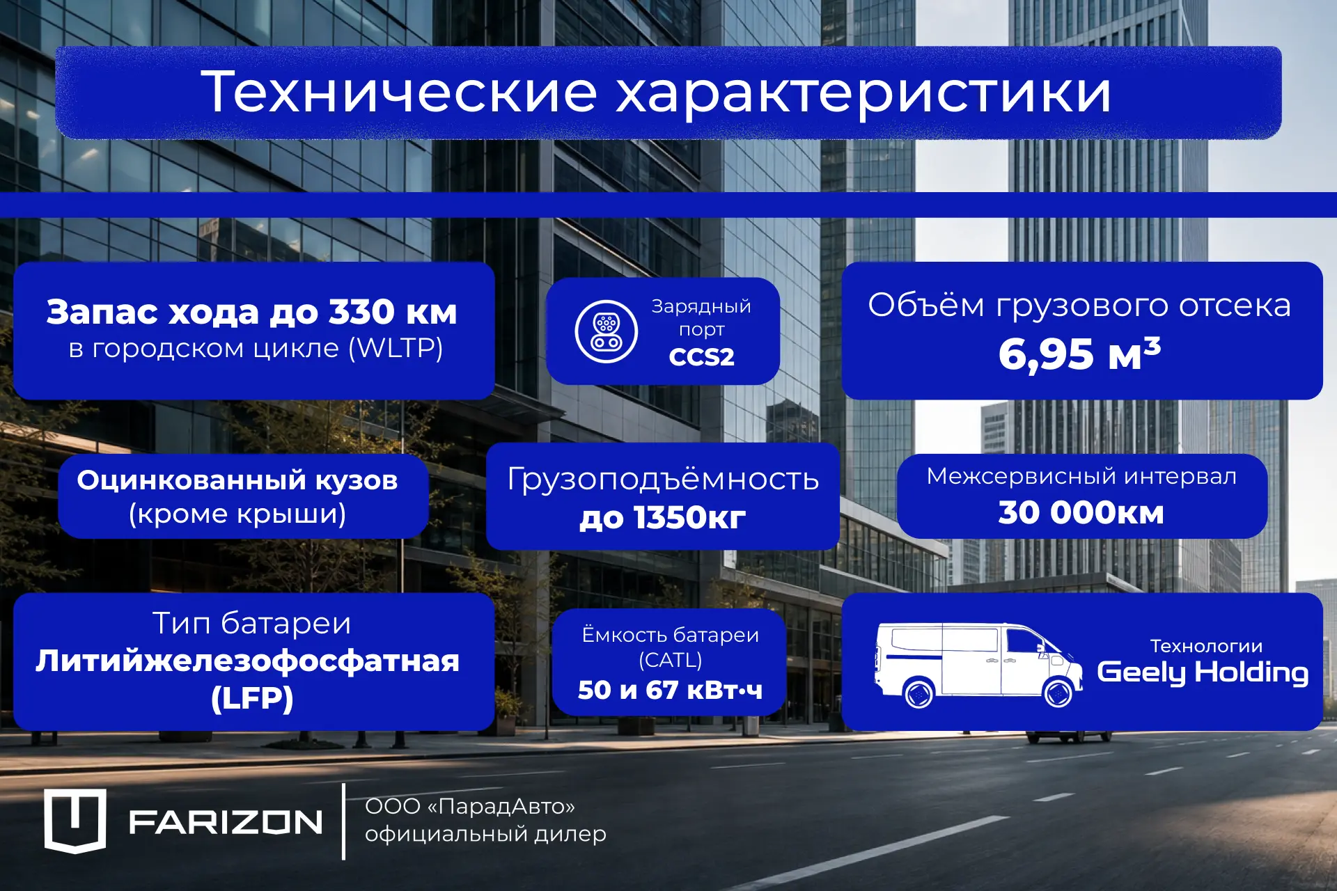 Новый городской фургон Farizon V7E – Технические характеристики